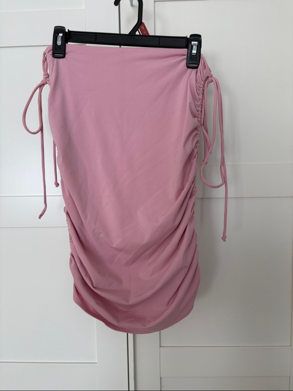 Ruched Dusty Rose Midi Skirt with Side Ties Catherine Brule